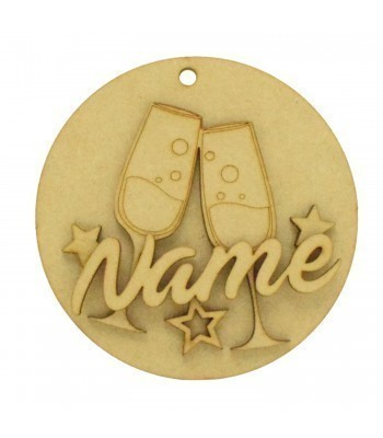 Laser Cut Personalised Christmas 3D Hanging Bauble - Prosecco Drink Design
